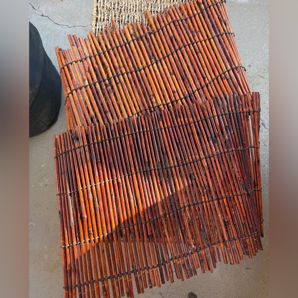 Vintage Rustic Bamboo Table placements set of two safari decor bohemian